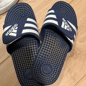 Adidas Blue and White Slide Sandals